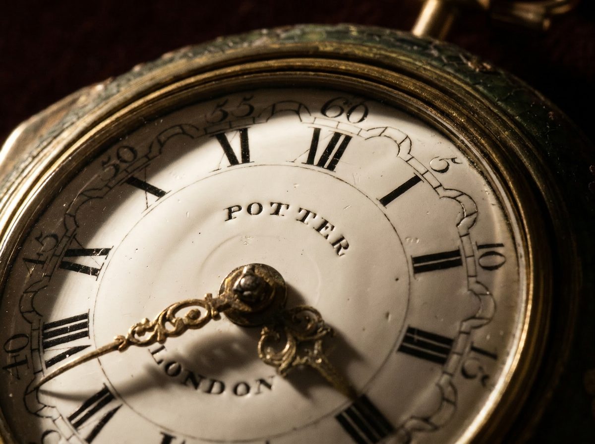 Pocket-watch enamel dial signed POTTER LONDON